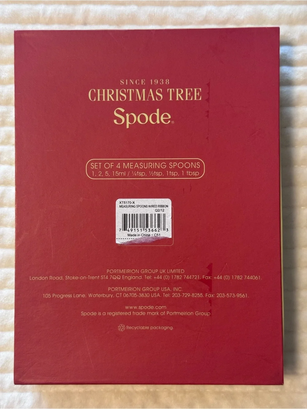 Spode Christmas Tree Ceramic Measuring Spoon Set | Original Box